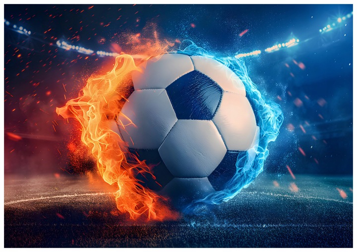 Vliesová fototapeta Fotbal, oheň a led, stadion, pozadí 150x105 lepidlo