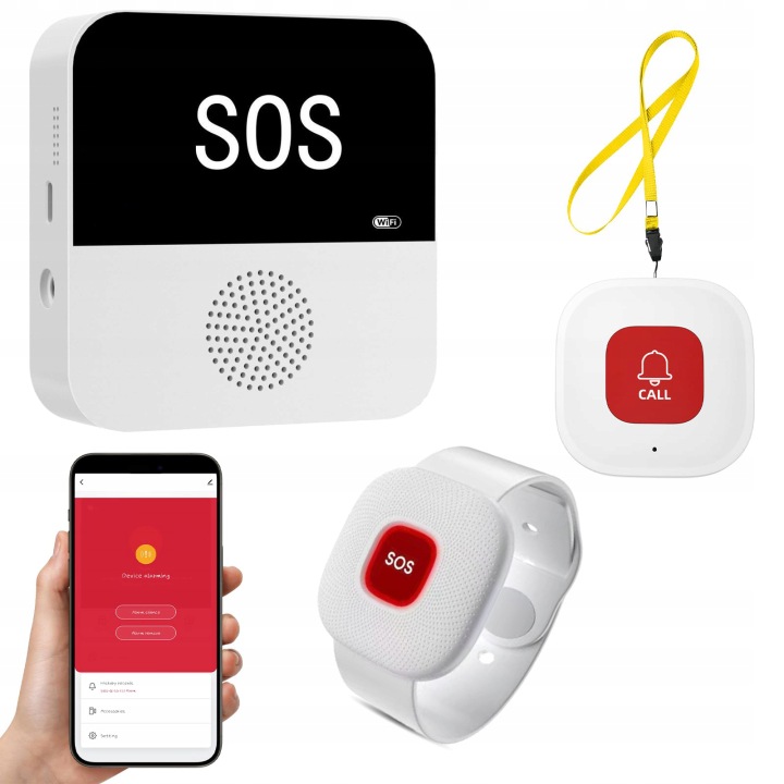 Tlačítko Sos WiFi pro seniora s náramkem a aplikací bez předplatného