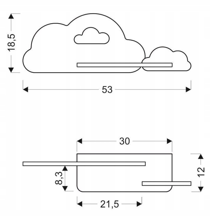 Бра дівчачий CLOUD LED 5 Вт з полицею синій + білий — фото 4