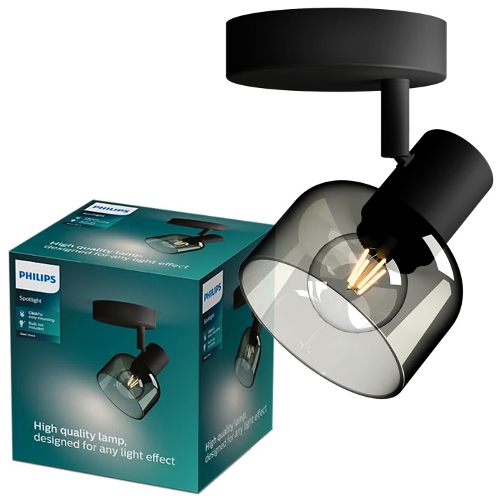 Stropní nástěnná lampa E14 Led Černá Kouřová Sleet Philips