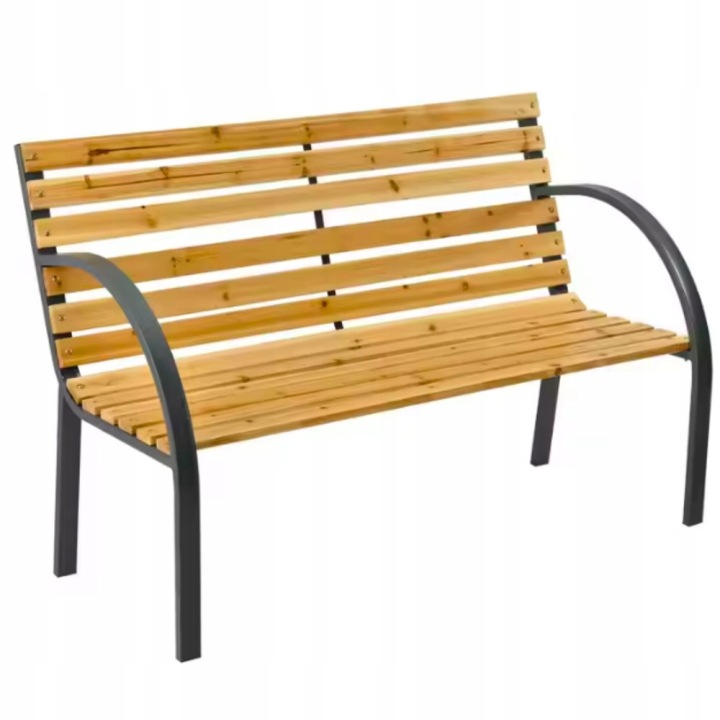 Zahradní lavice dřevěná s kovovou konstrukcí a opěradlem 125 cm grafit zelená parková