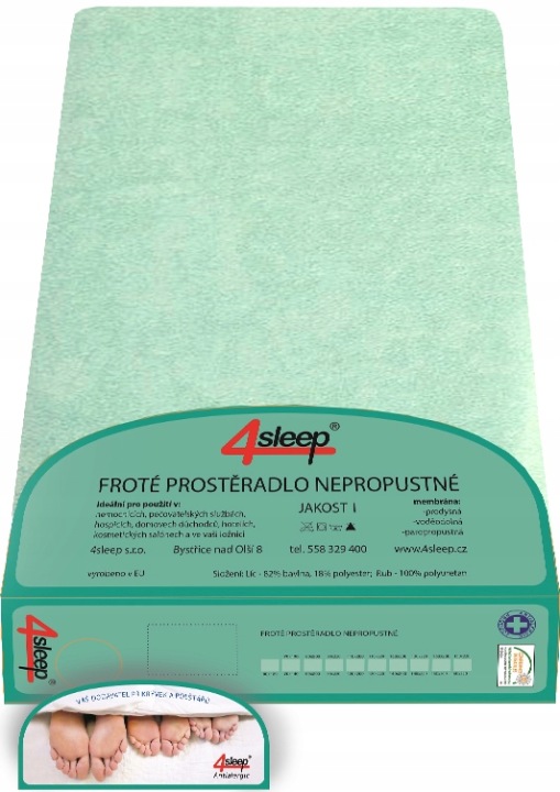 Nepropustné froté prostěradlo s gumičkou 180/200 Zelené