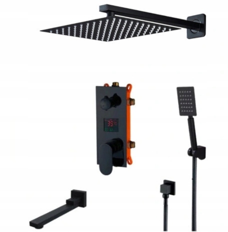 Podomítkový Set Vývod Displej Černý Mat 25 CM