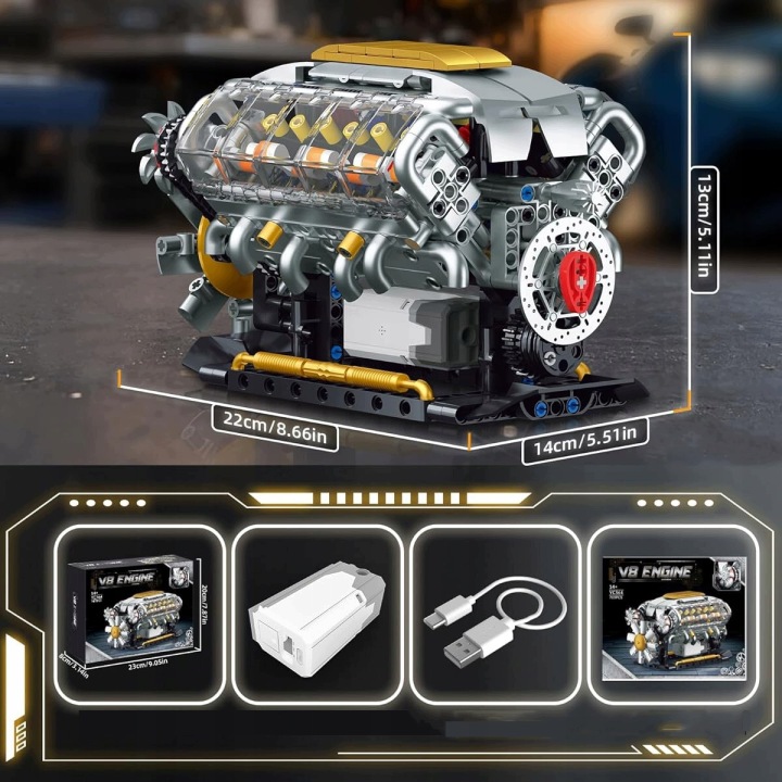 Розвивальний конструктор конструкторські модель двигуна V8 навчання через гру подарунок — фото 2