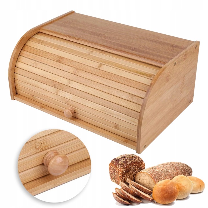 Jednodílný chlebník Velký Bambusový zásobník na chléb 40x27x17,5 cm Bedee