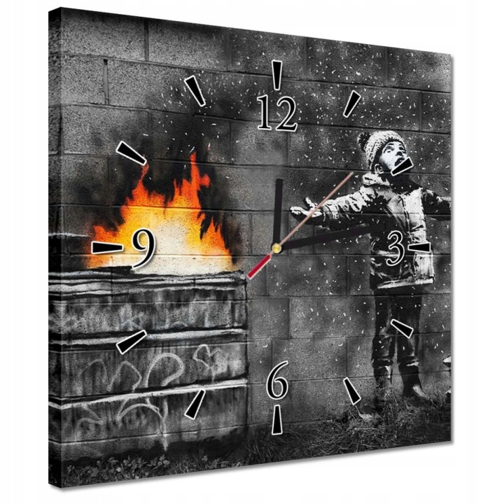 Hodiny 30x30 Banksy Sníh Smog