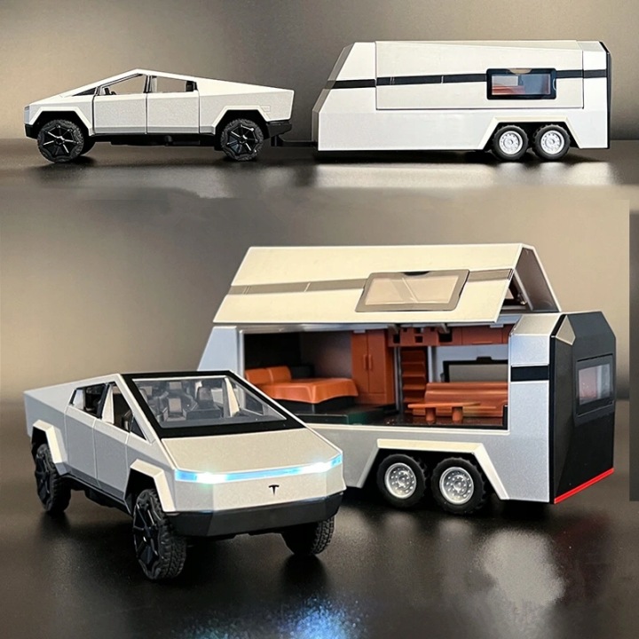 Металева модель CYBERTRUCK 1:32 + QUAD PULL BACK LED звук відкривні двері — фото 7