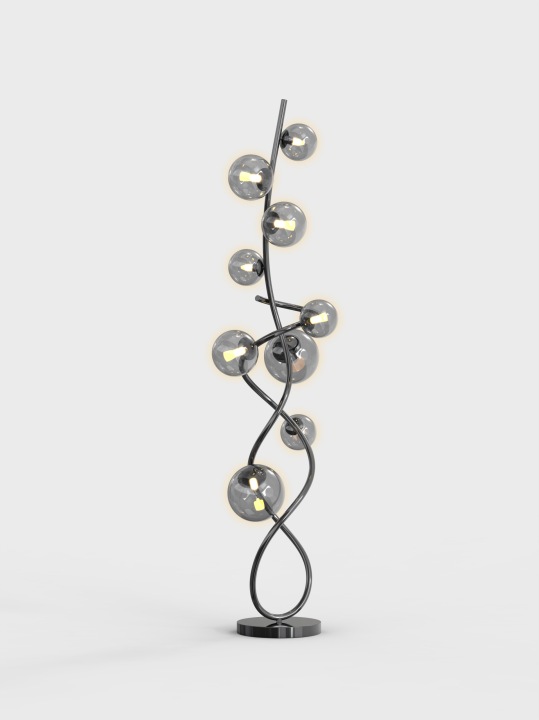 Podlahová lampa Nancy v černém chromu Elegantní design