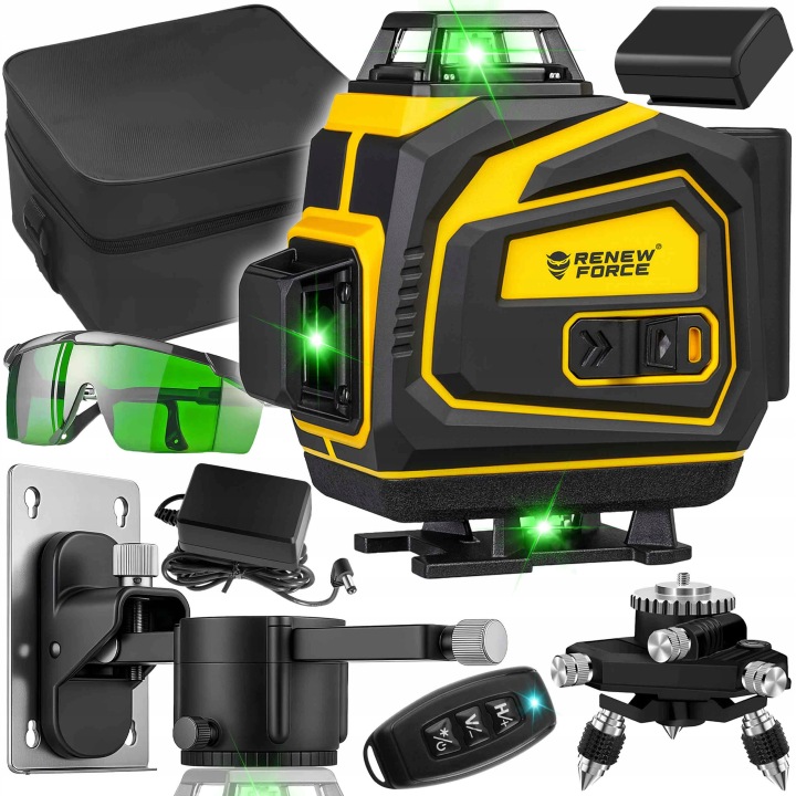 Laserová Vodováha 360 Rovinná 3D Křížový Laser Pro Zelený Kufr