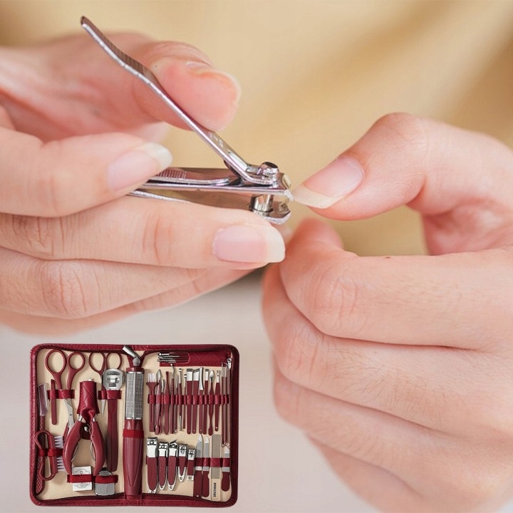 Zestaw do manicure i pedicure з нержавіючої сталі червоного кольору — фото 7