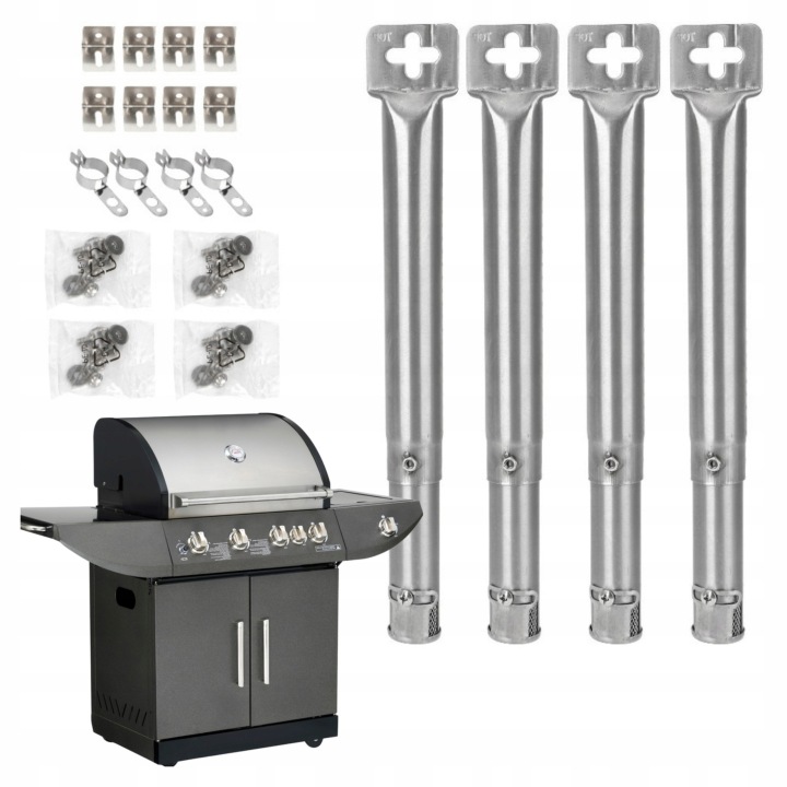 4X Hořák Na Plynový Gril 30-45 CM, Univerzální Nastavitelný Trubkový Set