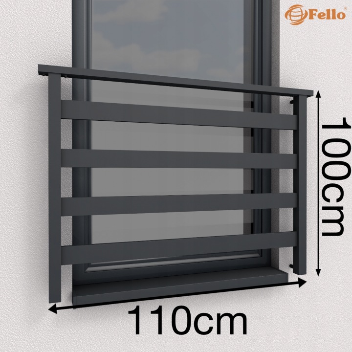 Francouzská okenní zábradlí hliníková 110 cm 7016