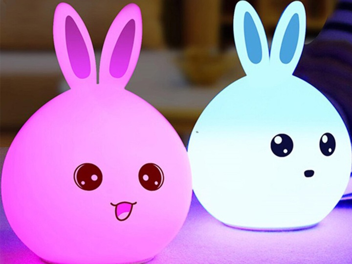 Нічник для дітей кролик LED силіконова RGB сенсорна м'яка USB акумуляторний — фото 4