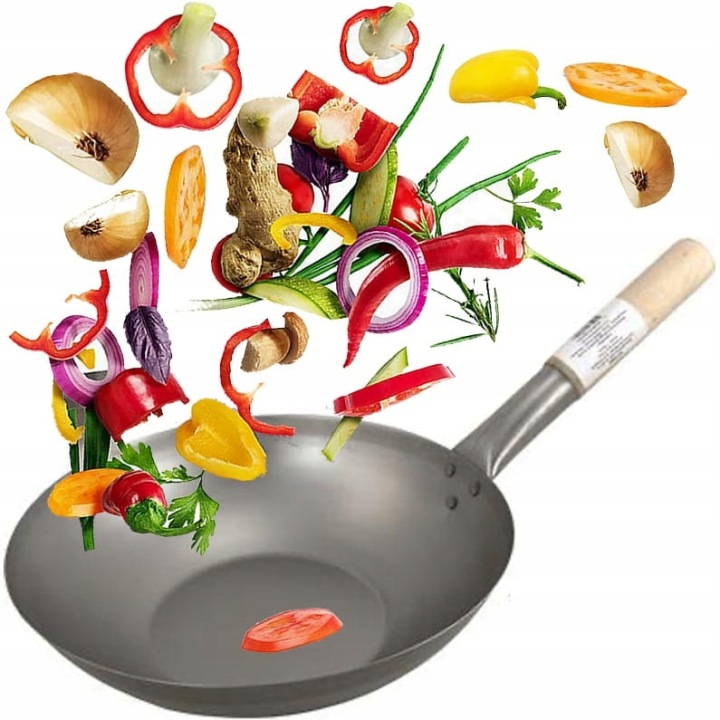 Čínská pánev Wok Ocel Průměr 15 palců 38 Cm Ploché Dno H&s