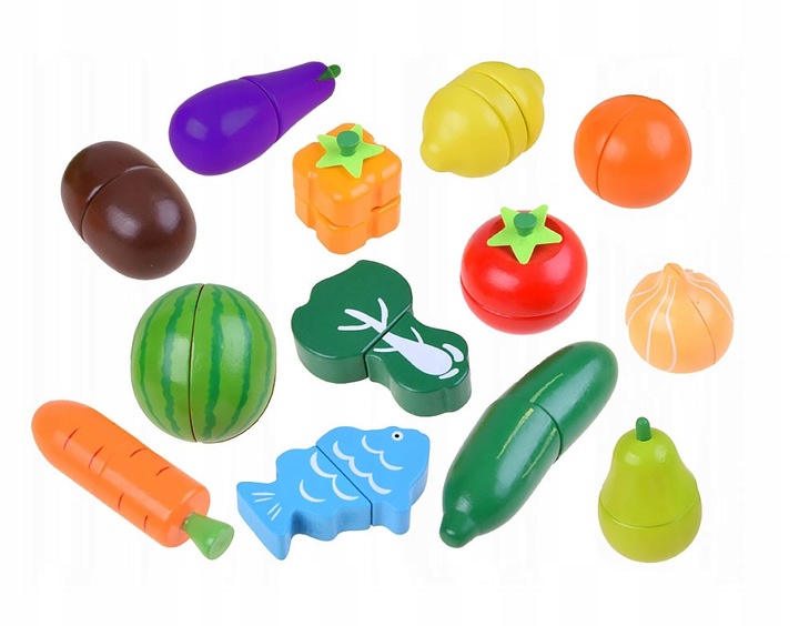 MAGNETIC BLOCKS WOODEN FRUIT VEGETABLES BLOCKS LARGE SET MONTESSORI Brand click4TOYS
