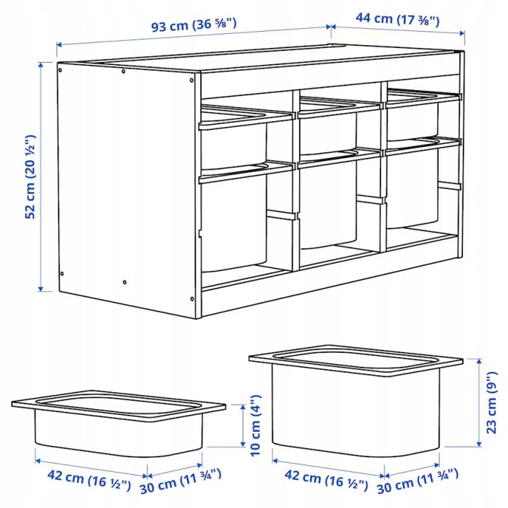 Ikea Стелаж з контейнерами Trofast 93x44x52 Сосна / Білий / Сірий — фото 2