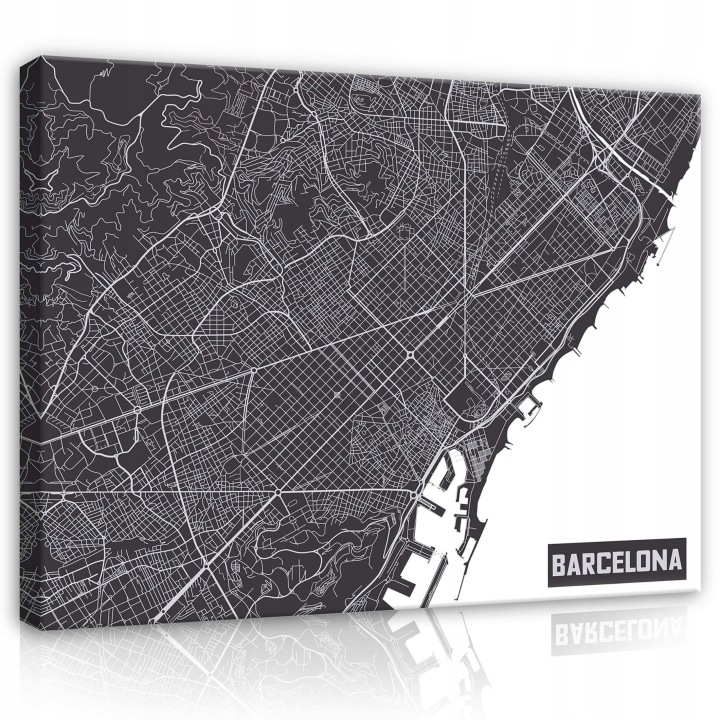 Obraz 100x75 Barcelona mapa města urbanismus minimalismus černobílý
