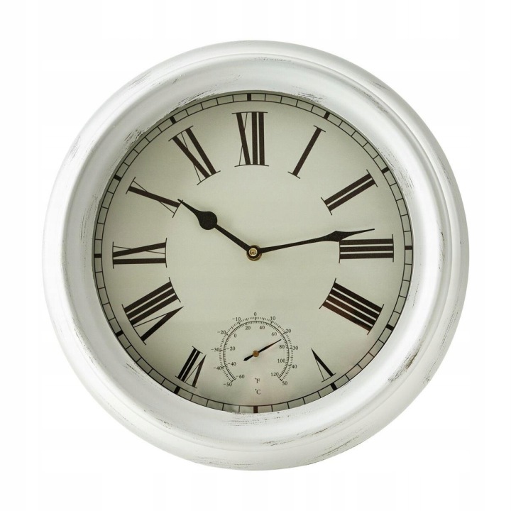 Zegar ścienny vintage prosty biały dworcowy 37 cm