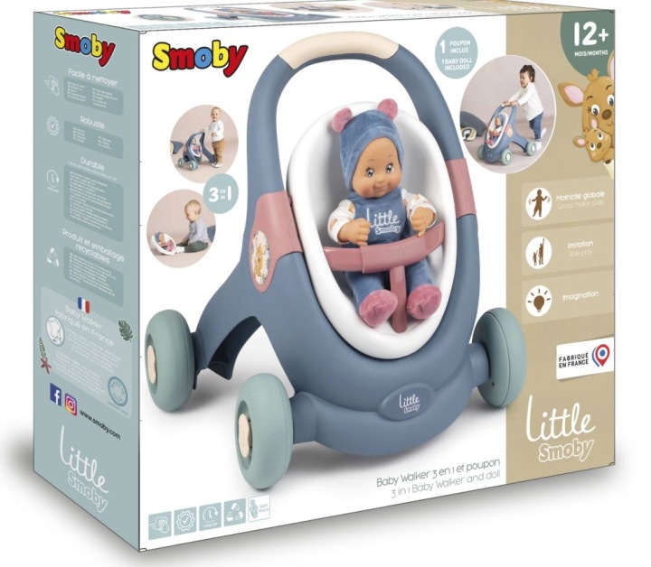 SMOBY LITTLE ходунки 3 в 1 візок для ляльок + лялька-пупс легкий набір 12 міс.+ — фото 6