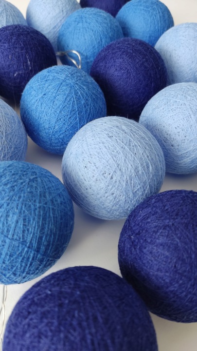Cotton Balls Сині Гірлянда Лампи Кулі 20 LED На Батарейки — фото 3