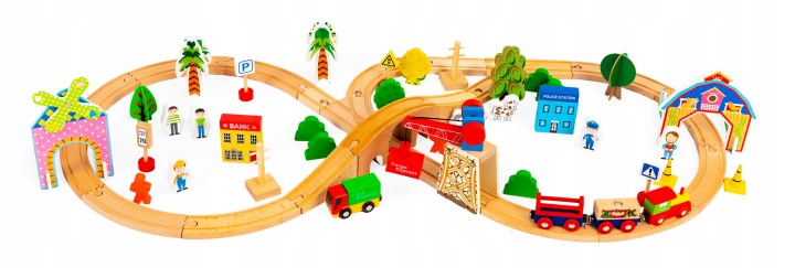 Дерев'яний потяг залізниця 74 елементи ECOTOYS