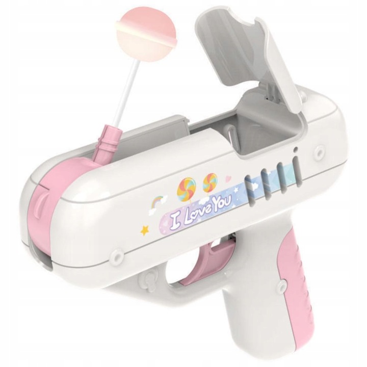 Пістолет на льодяники GUN POP LOLLIPOP іграшка сюрприз для дітей рожевий