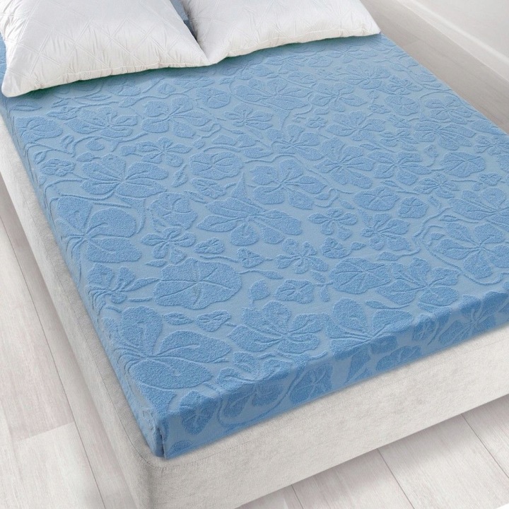Froté prostěradlo bez gumičky 175x220 modré Tulipán Zwoltex