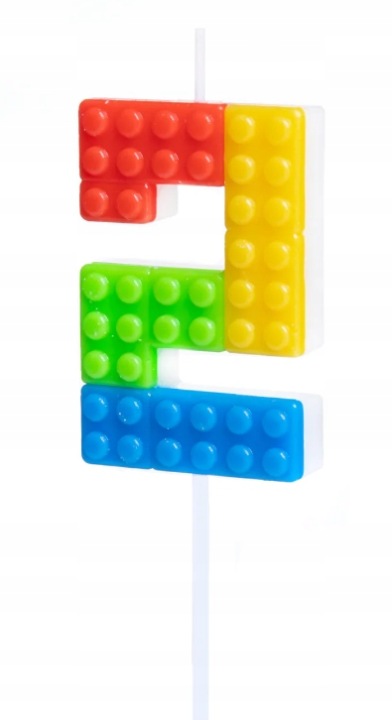 Свічка на день народження BLOCK цифра 2 конструктор торт LEGO