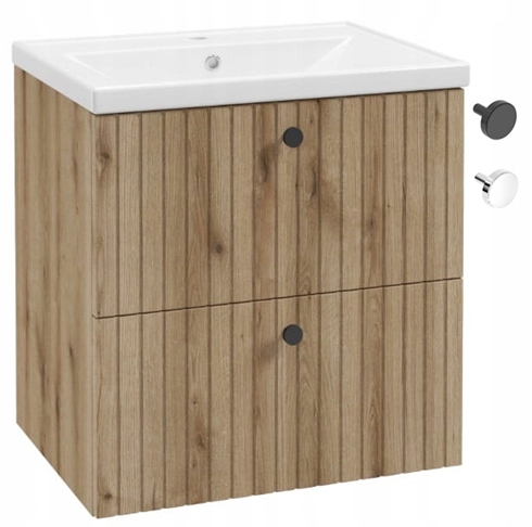 Koupelnová rýhovaná skříňka s umyvadlem 60 cm, praktická, rýhovaná, moderní