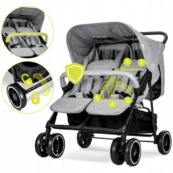 Подвійний візок прогулянковий для близнюків Lorelli Twin — фото 6