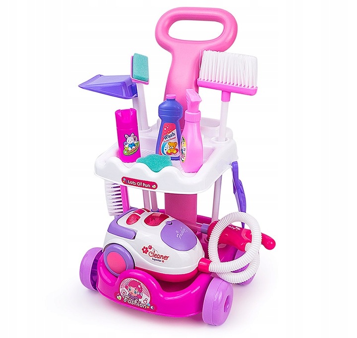 CLEANING KIT FOR CHILDREN VACUUM CLEANER TROLLEY + ACCESSORIES LED SOUND