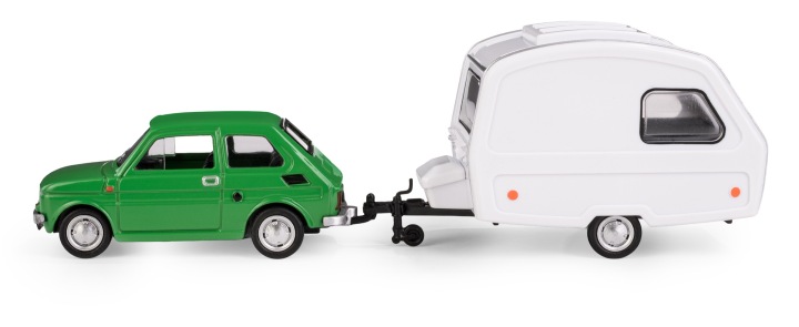FIAT 126p + причіп кемпінговий NIEWIADÓW N126 колекція PRL 1:43 зелений — фото 6