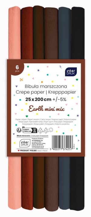 Кольоровий Креп-папір Для художніх робіт Креп-папір Шкільний Earth міні 6 шт. 200x25