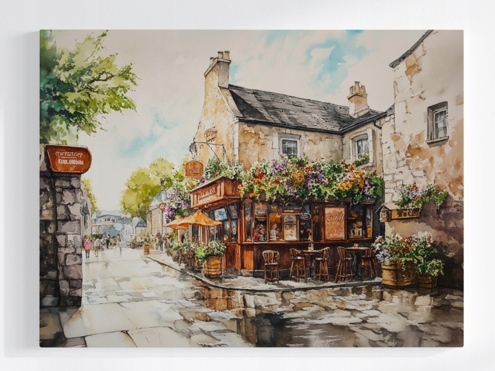 Plakát Město Ulice Kamení Pub Kavárna Hospůdka 100x75