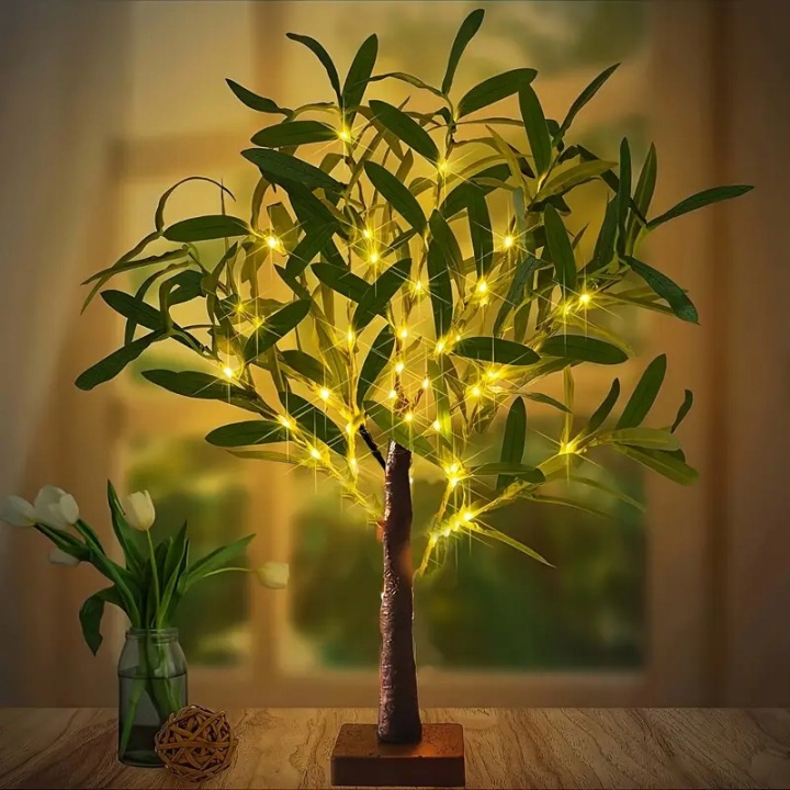 Lampička noční Led strom olivovník Oliva Olivy listy 60 cm