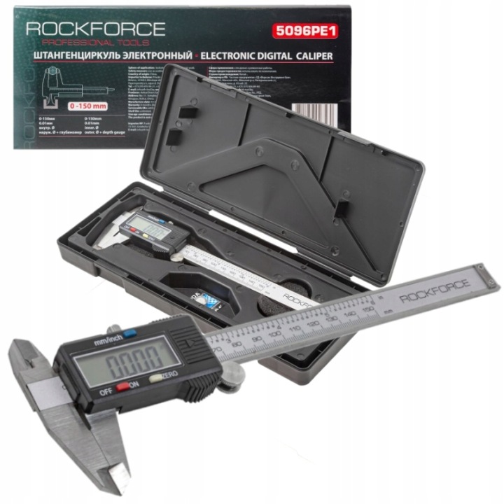 Elektronické kovové digitální posuvné měřítko LCD 150 mm Rockforce