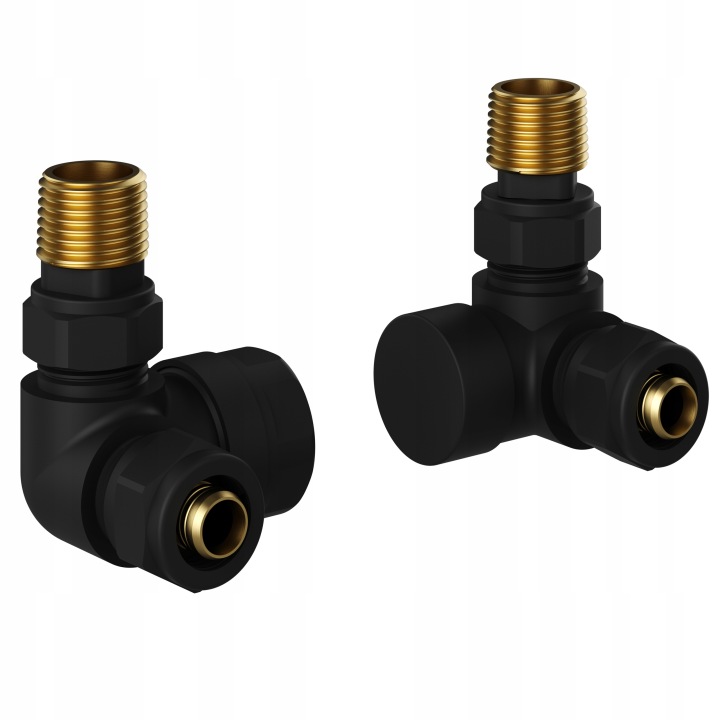 Axiální Radiátorový Napájecí Ventil Uzavírací 1/2'' Černý ZG-BL-1 Sada