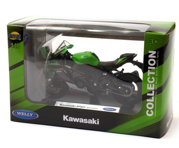 Гонщик Kawasaki Ніндзя ZX-10R модель металева 1:18 WELLY 2021 — фото 4