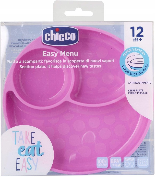CHICCO Easy Меню тарілка з трьома відділеннями силіконова з присоскою 12 міс.+ — фото 3