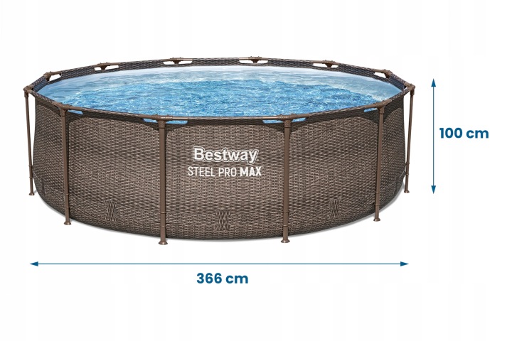 Басейн садовий каркасний сімейний 366x100 см насос драбинка BESTWAY 10 в 1 — фото 7