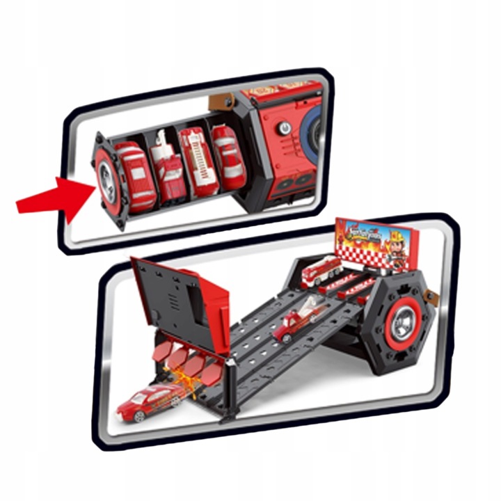 TOR SAMOCHODOWY WYRZUTNIA PARKING GARAŻ DUŻY ZESTAW AUTA RADIO 2w1 WOOPIE Model Woopie