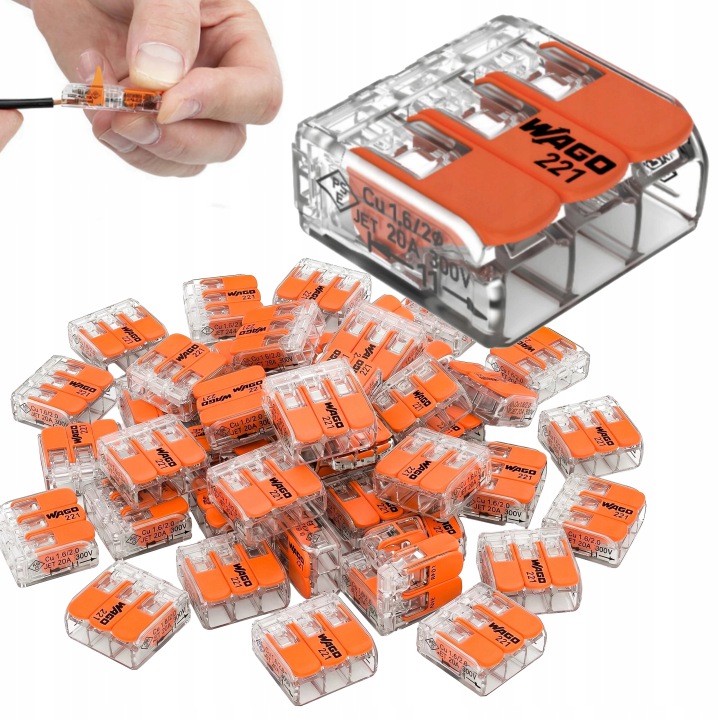 Rychlospojka Wago Kabelová instalační spojka Páka 3x0,2-4 mm 50 Ks