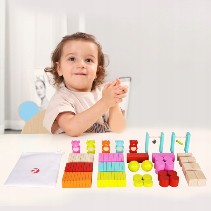 DREWNIANE DOMINO UKŁADANKA KLOCKI ZESTAW KOLOROWE MISIE CLASSIC WORLD Marka Classic World