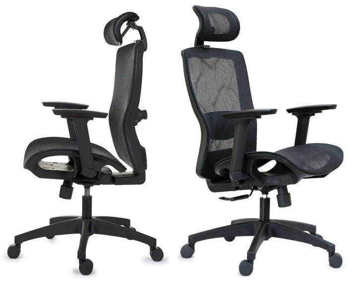 Ergonomická kancelářská židle FXC004 s nastavitelnými područkami a opěrkou hlavy, Bozp