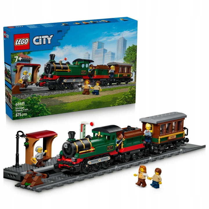 LEGO CITY ретро POCIĄG з локомотивом паровою 60511