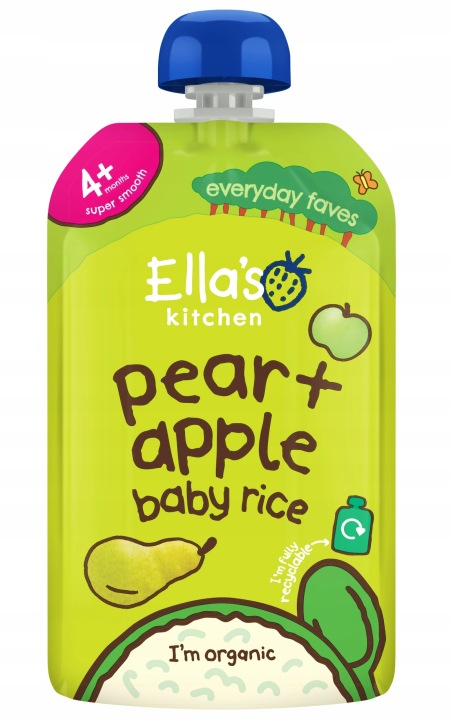 Ella's Kitchen Біо Рис для дітей груша і яблуко від 4 місяців життя 120 г — фото 8