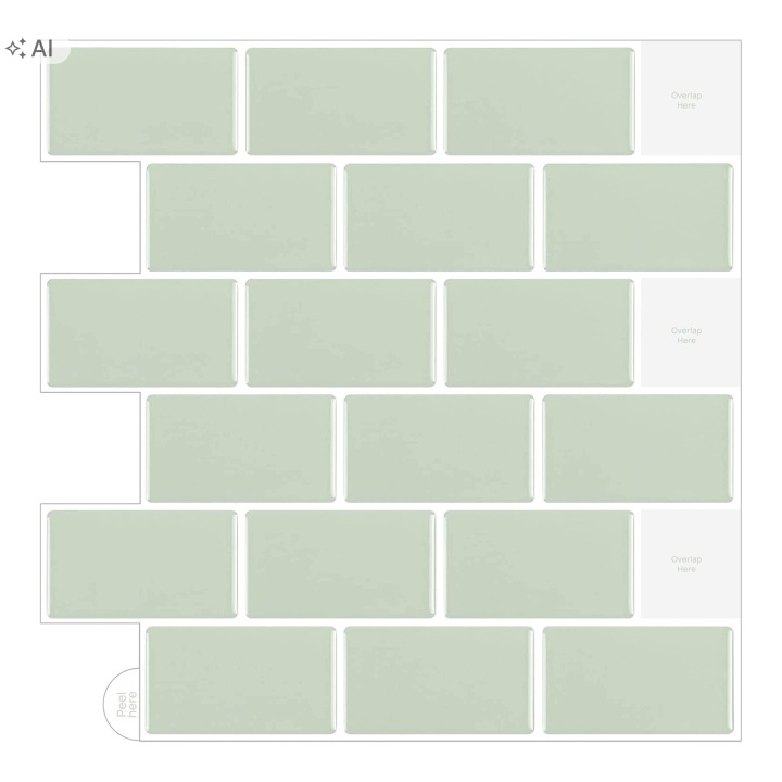 Samolepky na dlaždice samolepící 3D dlaždice zelené sada 10ks 30,5x30,5cm