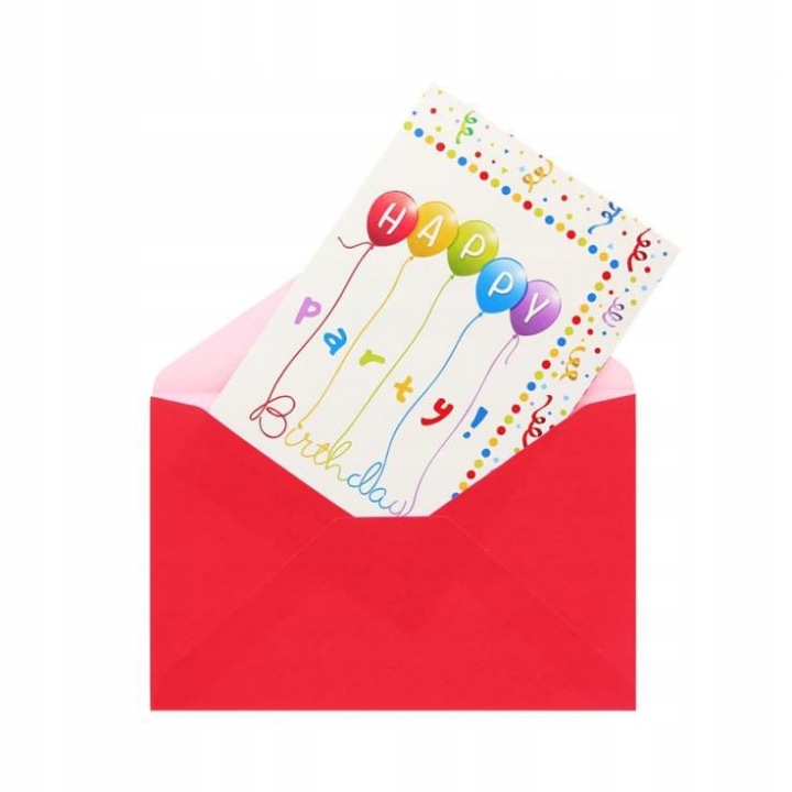 #ZK Запрошення з конвертами Happy Birthday Стрічки Вечірка, 6 шт. — фото 3