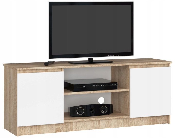 Skříňka Rtv stolek 2D1P 140 Cm sonoma-bílá komoda Akd