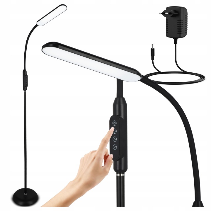Stojací Led lampa 12W Noční lampička na čtení, dotyková, vypínač